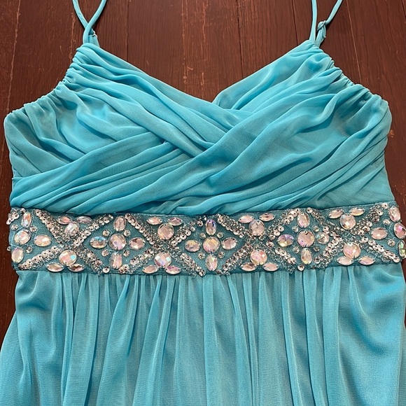 Junior's B. Darlin Long Spaghetti Strap Beaded Formal Dress - Homecoming or Prom - Picture 7 of 16